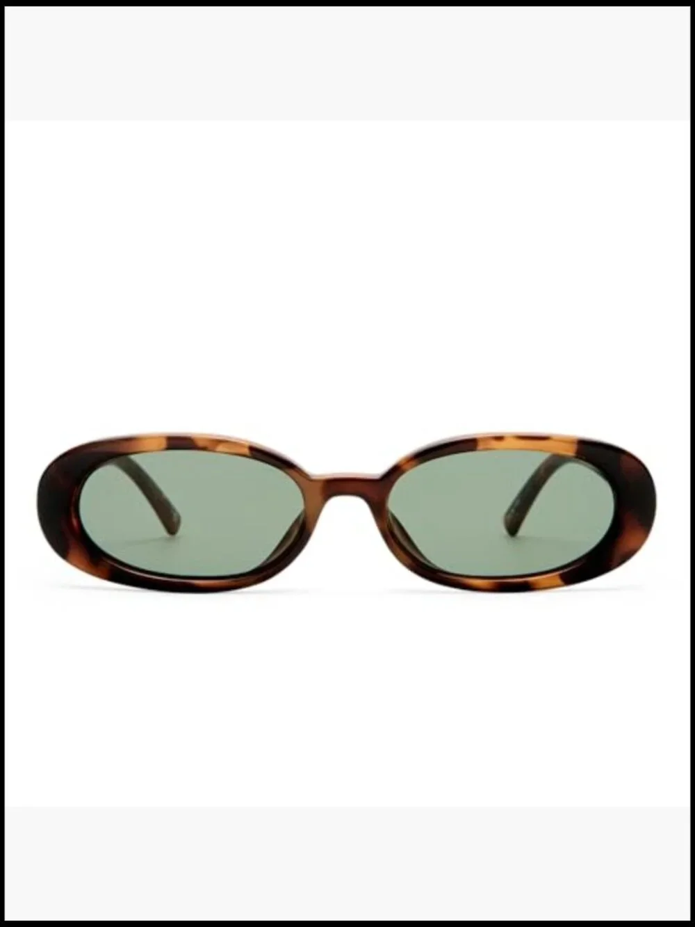 Unisex Oval Sunglasses - Tort Frame, Green Lenses, Micro 90s Style